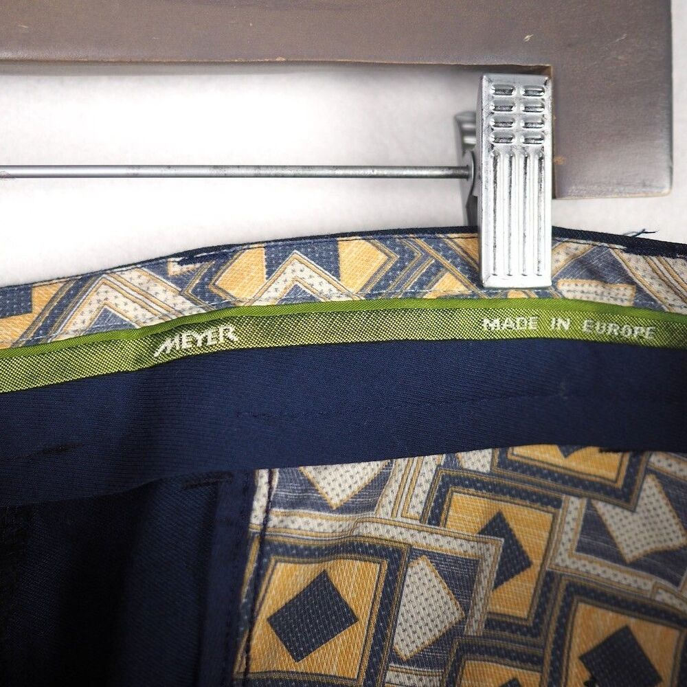 MEYER Hosen Bonn Wool Linen Cotton Summer Trousers Mens EU 54 US 38 Navy Pants - Picture 7 of 13